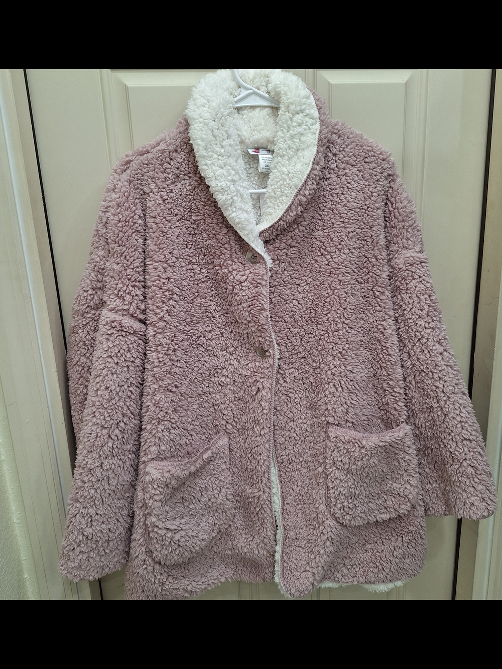 Xhilaration Plush Teddy Jacket with Cream Sherpa Collar - Blush